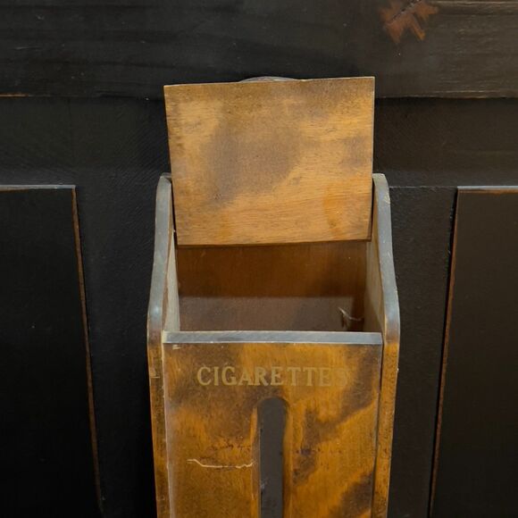 Vintage 60s Wall Mounted Cigarette Pack Dispensing Wood Box Smokes - Picture 4 of 9